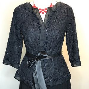 Tadashi Beaded Blazer with Satin Sash Size 4